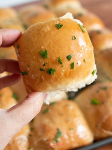 rhodes roll brushed with butter and fresh parsley